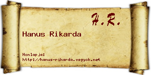 Hanus Rikarda névjegykártya